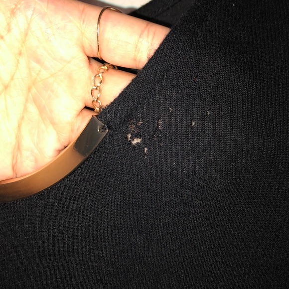 Worn condition, soft black dress with gold neck - Picture 2 of 5